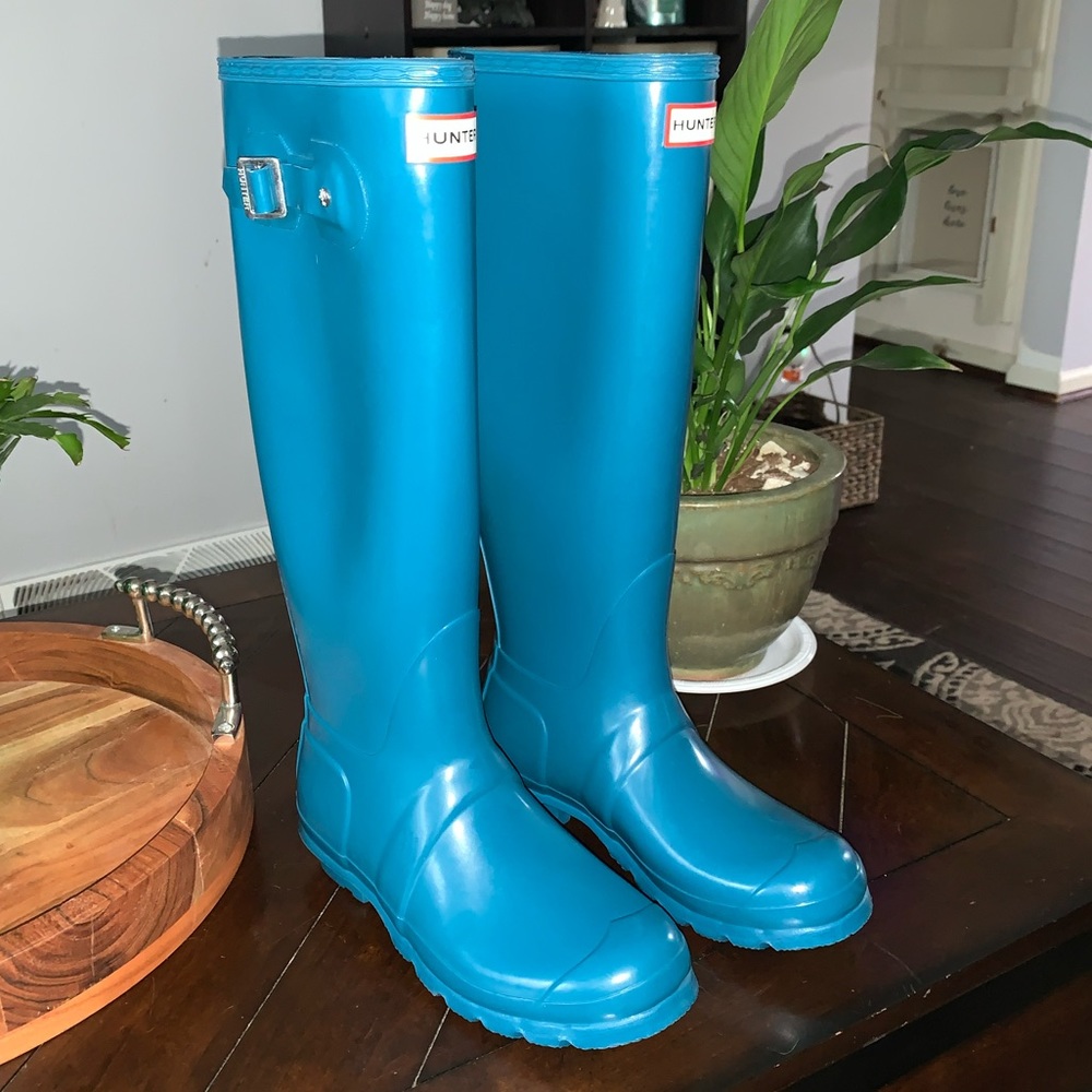 Original Hunter Rain Boots- Size 8 Turquoise
